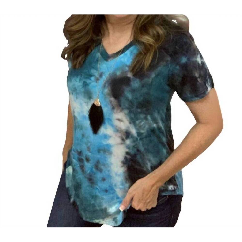 NEW HEIMISH USA tie dye tee top in black/teal